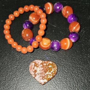Orange and Purple Beaded Bracelet Set